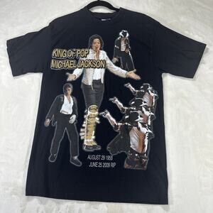 Michael Jackson King of‎ Pop RIP Shirt Phat Dog Glitter Tribute Tee L